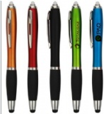 PLASTIC PEN WITH LED LIGHT AND STYLUS