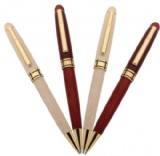 WOOD BALL PEN WITH GOLD TRIMS