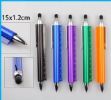 ballpoint pen with ruler and stylus